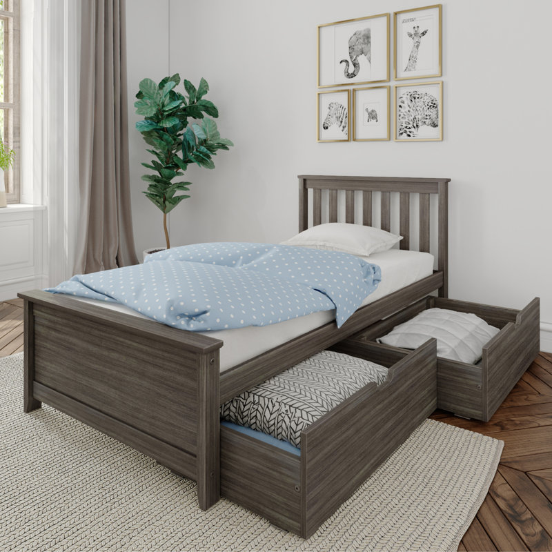 Boling Twin 2 Drawer Solid Wood Platform Bed , Clay