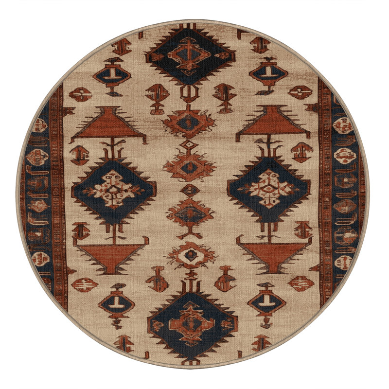 Tapis brun lavable à la machine, Rond 8 pi