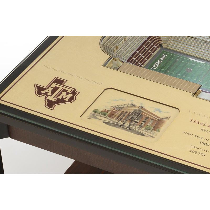 Texas A&M Aggies Black Stainless Steel and Glass End Table