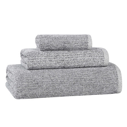 Destin Viscose Cotton Blend Medium Weight Textured Ribbed 3 Piece Towel Set