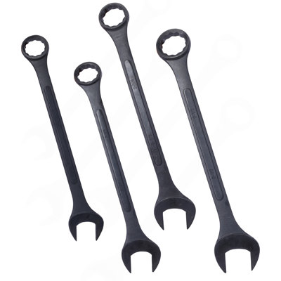 SAE Jumbo Combination Wrench Set Extra Large, 4 Piece ,Storage Bag Included ,Black Oxide