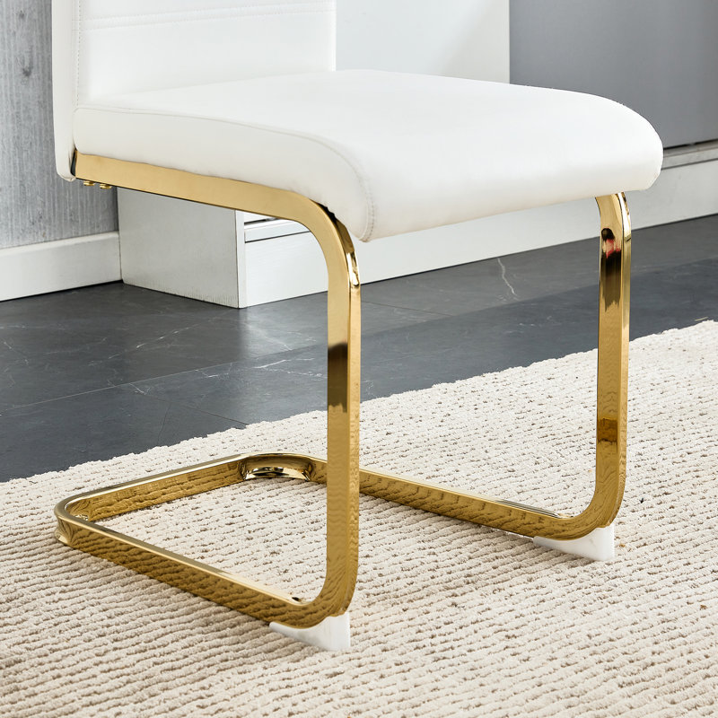 Modern Dining Chairs Set Of 2, 2, Gold, White