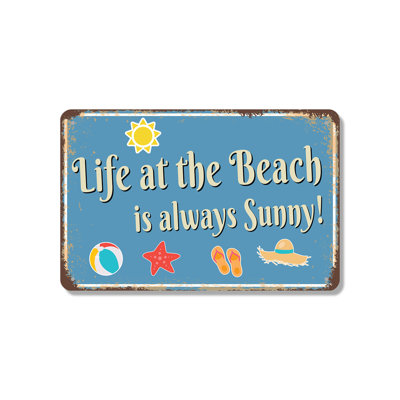 La vie à la plage est toujours ensoleillée (paquet de 2) en aluminium 7 po x 10 po