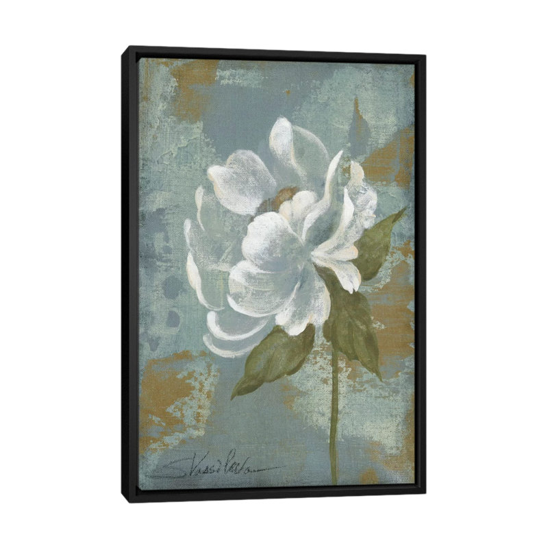«Peony Tile II» par Silvia Vassileva - reproduction d'art, Aucun mat, H 60 po x l 40po x P 1,5 po, Toile avec cadre noir