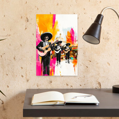 Vibrant Mariachi Street Music Colorful Traditional Vibrant City Wall Art Print 1 Piece Wrapped Canvas Wall Art