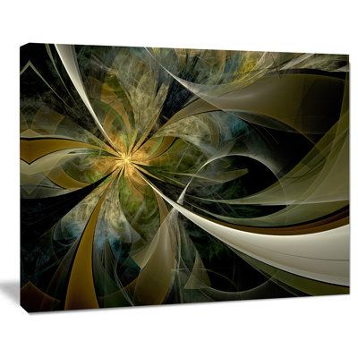Reproduction d’art sur toile tendue, doré et argent, grande fleur fractale
