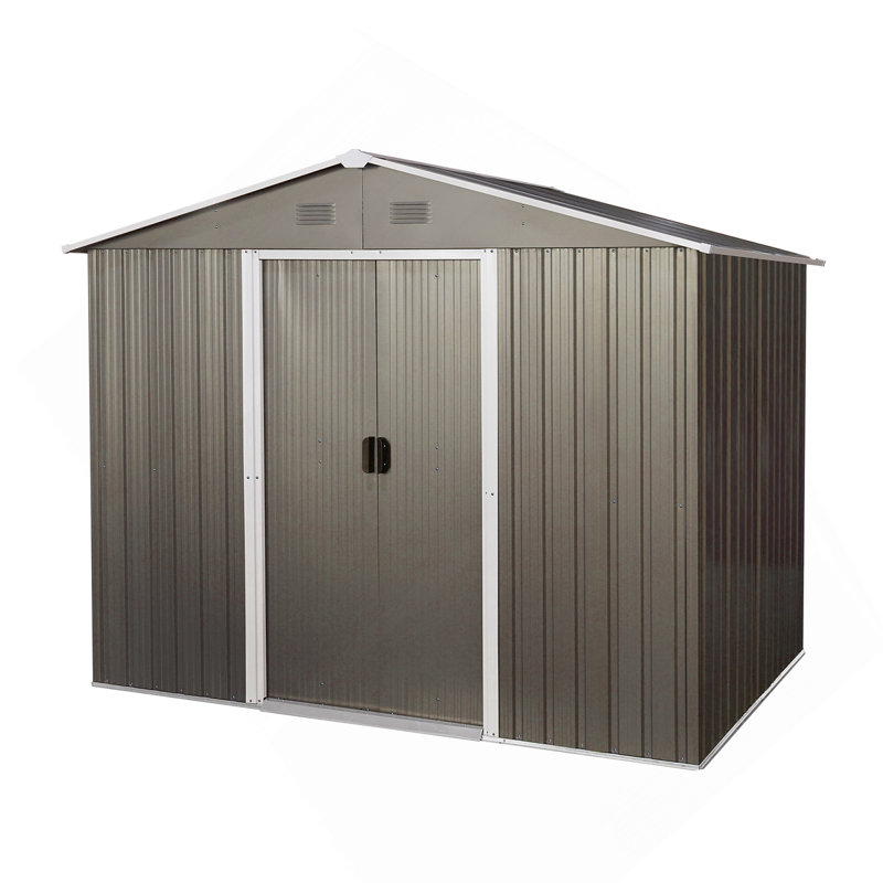 8Ft X 6Ft Outdoor Metal Storage Shed With Metal Foundation,Gray, Dark Gray, 74.8" H x 63.78" W x 88.98" D