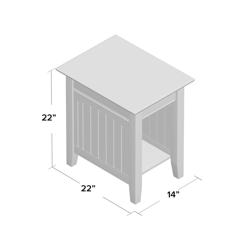 Glenni Solid Wood End Table and Built-In Outlets