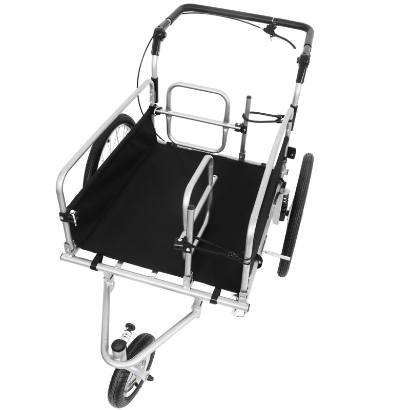 Remorque de chargement robuste 3 en 1 - Cadre en acier compatible avec les vélos électriques, Noir/gris