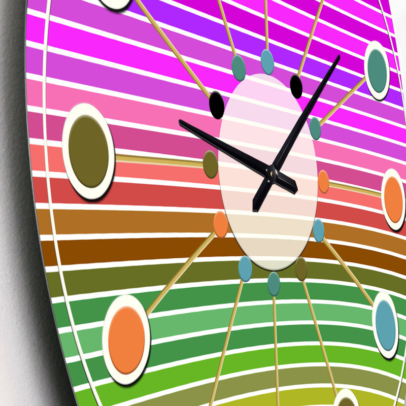 Horloge murale horizontale à motif géométrique rétro II - Mid-Century, Petit