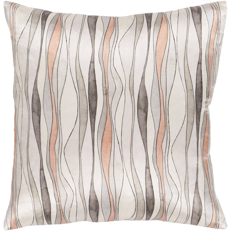 Striped Silk Throw Pillow, 20" H x 20" W x 4" D, Pillow With Polyester Insert