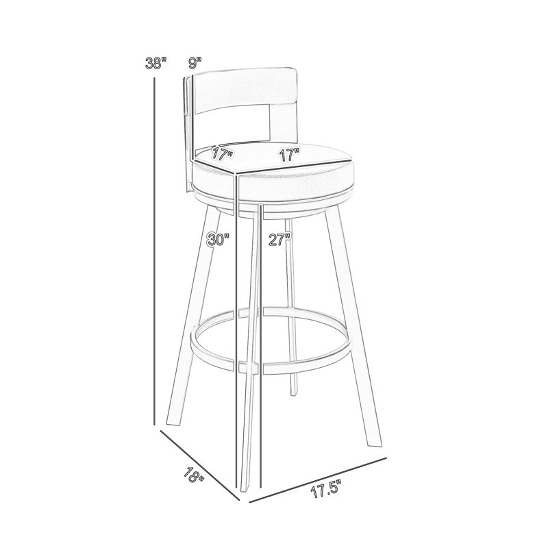 Tabouret Hazem, Très grand (siège d'une hauteur de 38 po), Brun / brun
