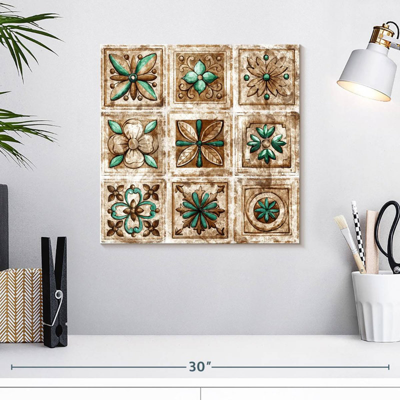 Carrelage floral rétro Kerner, H 16 po x l 16 po
