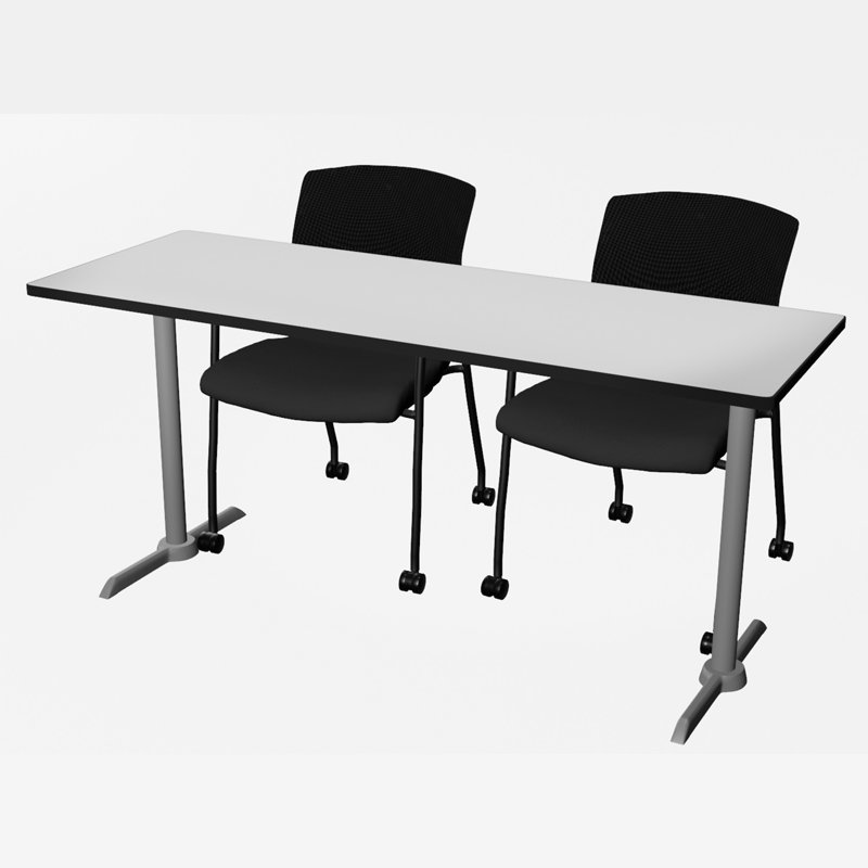 Base et table de formation Cain, Blanc, H 29 po x L 66 po x l 24 po, Gris lune