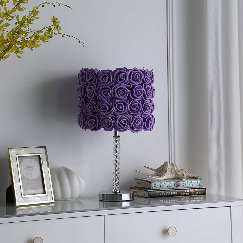 Lampe de table 18,25 po en acrylique / métal Bloom, Mauve