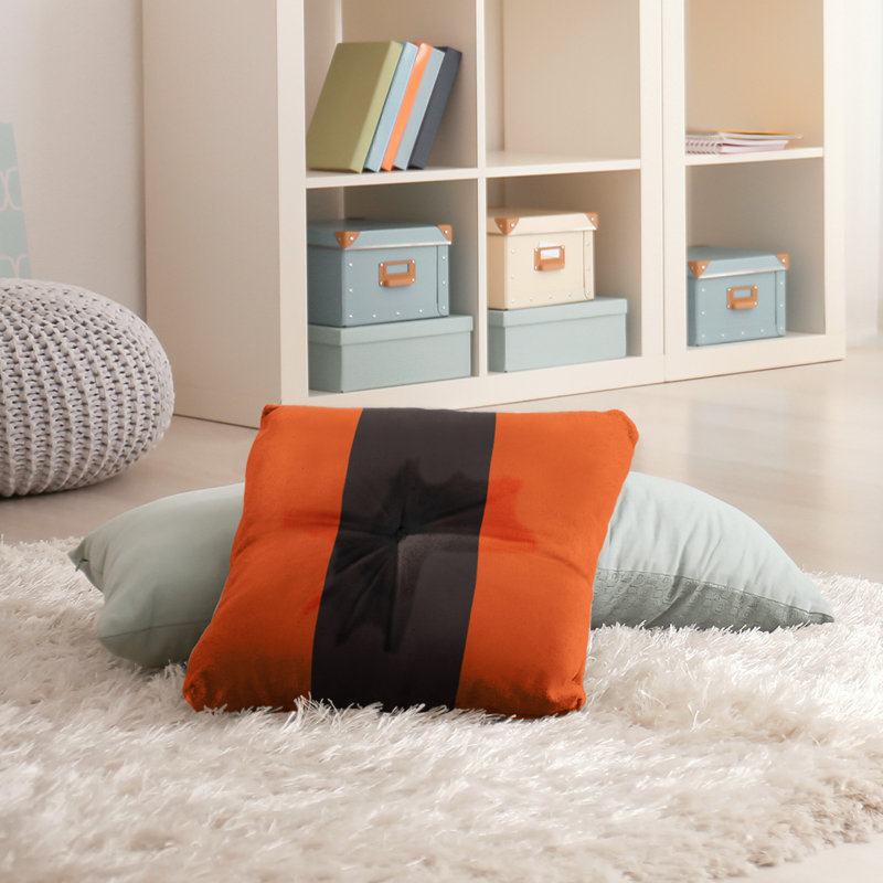  Coussin de sol touffeté, 30 po x 30 po, Orange / Brun