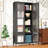 5 Shelves Display Cabinet With 4 Tempered Glass Doors For Bedroom - Black Waffle-Grids Metal Pantry, Storage