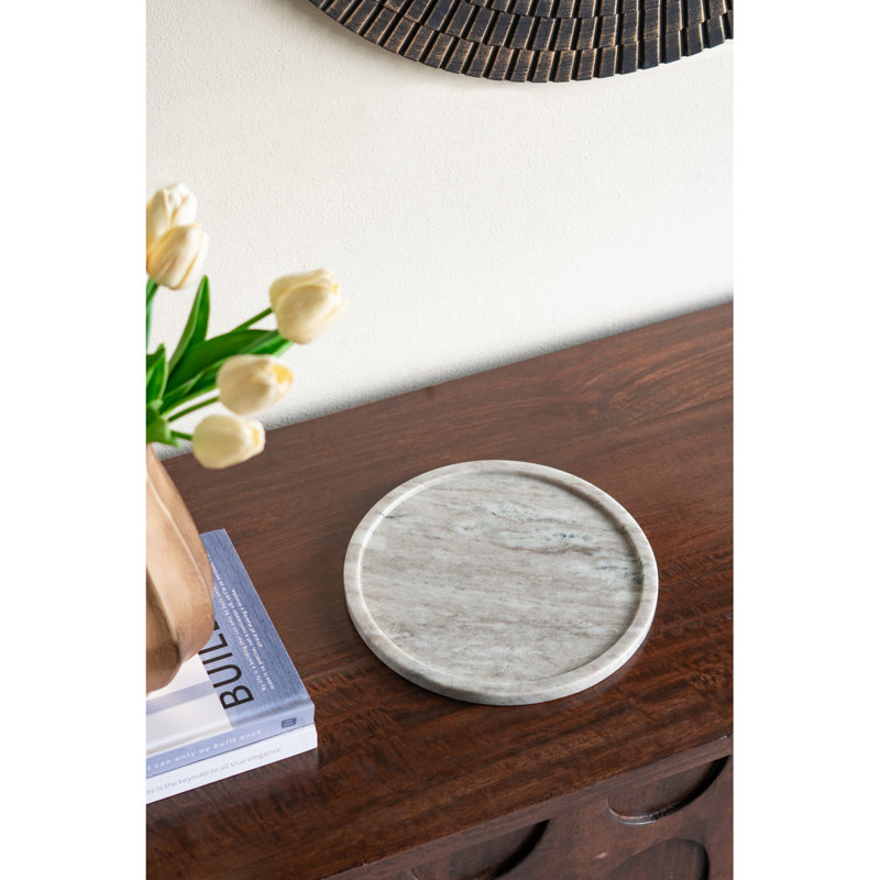 D10 "Plateau rond en marbre avec finition gris naturel