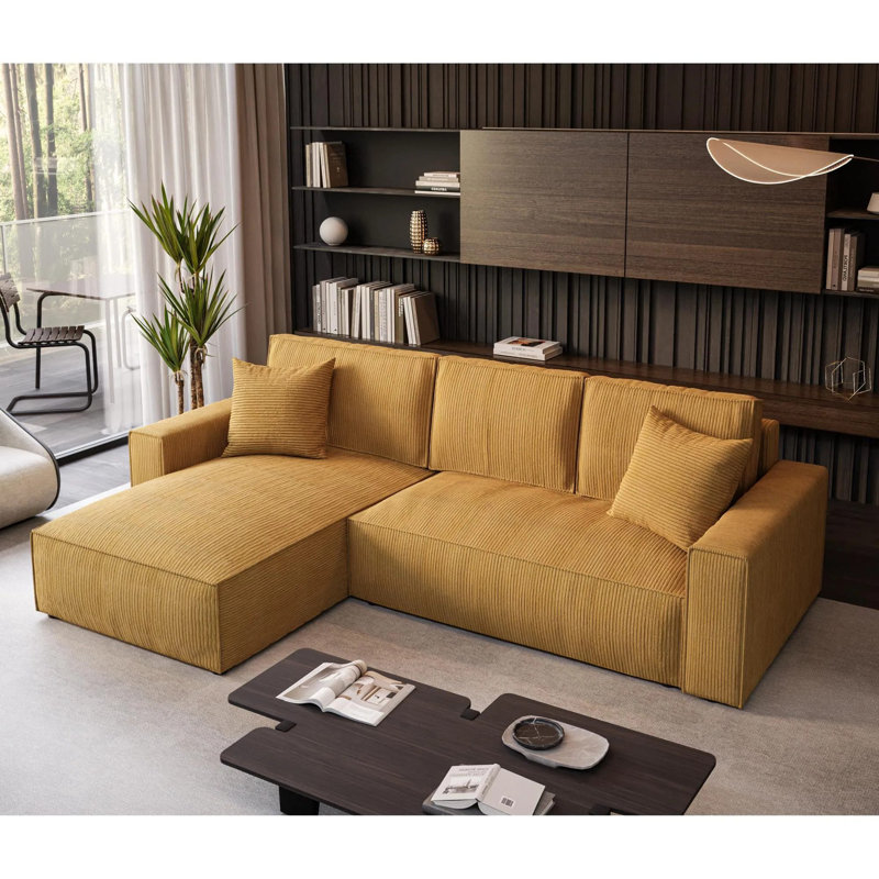 Damionna 4 Seater Sofa Bed, Left Hand Facing, Yellow