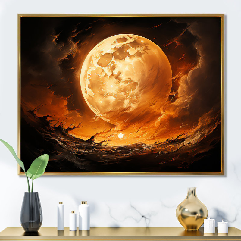 Fiery Moonlight Vision II sur impression sur toile, Cadre flottant doré, H 12 po x l 20 po x P 1 po