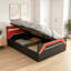 Lit de jeu grand noir et rouge avec tête de lit à éclairage DEL 7 couleurs, lit plateforme avec rangement hydraulique à levage latéral, style Cyberpunk-95757773
