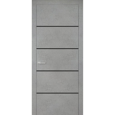 Porte intérieure moderne en bois pré-montée avec quincaillerie Planum 0015, cadre en béton à panneau unique, portes robustes pour salle de bain et chambre à coucher - 42 po x 84 po