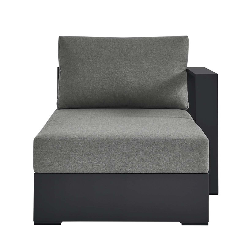 Gray Charcoal Aluminum Outdoor Left Arm Chaise Lounger