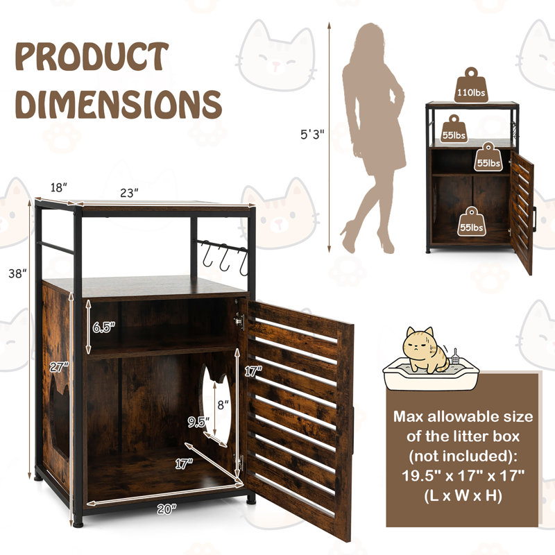 Zeke Litter Box Enclosure, Brown