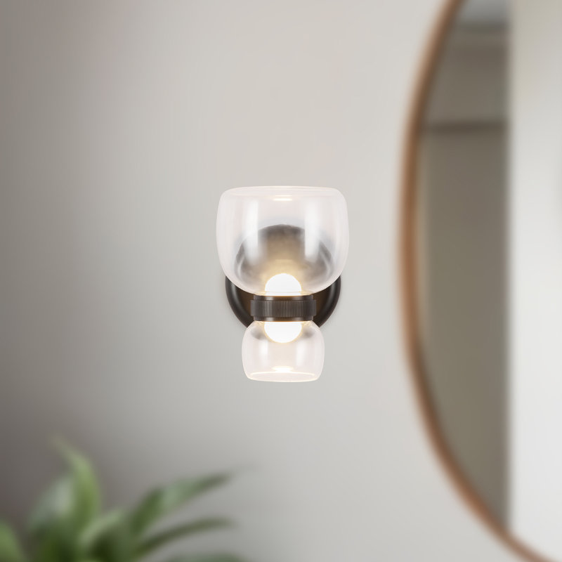 Sutton 8-in Black dimmable LED Bathroom Vanity Light, Oil Rubbed Bronze, Class Glass