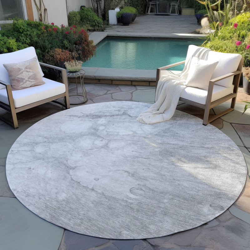 Remeka Washable Abstract Indoor / Outdoor Rug, Round 8'