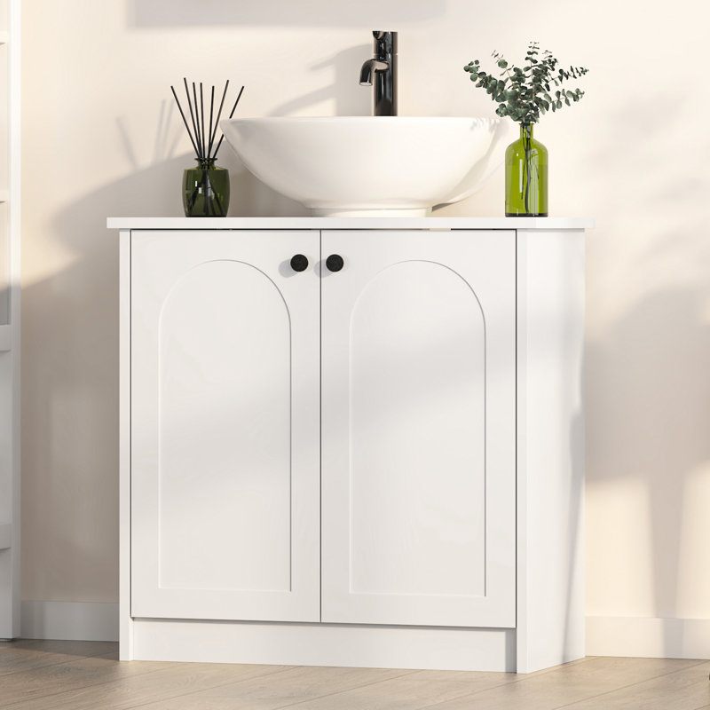 60cm Single Bathroom Vanity Base Modern Free-Standing, White