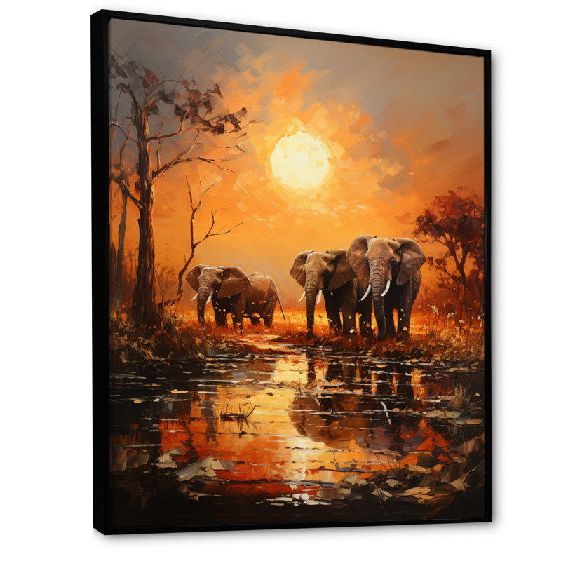 «Lysiane African Savannah Symphony V», reproduction d'art sur toile, H 44 po x l 34 po x P 1,5 po, Cadre noir