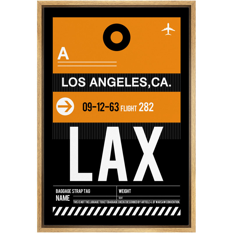 IRS01-IDEA4WALL, reproduction d'art sur toile encadrée, affiche de Los Angeles, H 24 po x l 16 po x P 1,5 po, Cadre brun