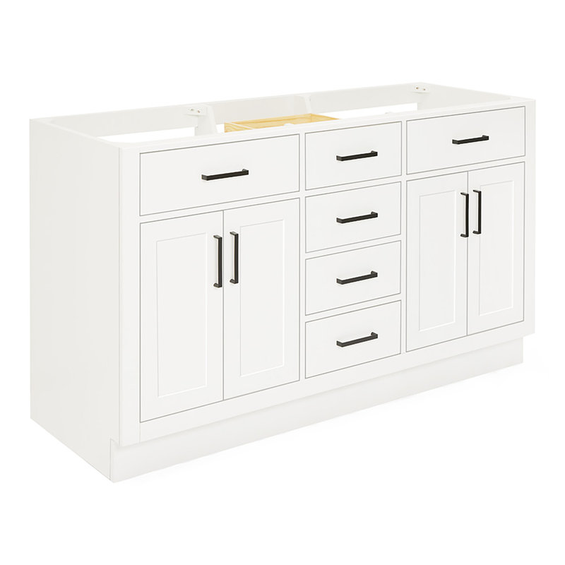 Osoria 60'' Solid Wood Double Bathroom Vanity Base Only, Base Cabinet without Top, White