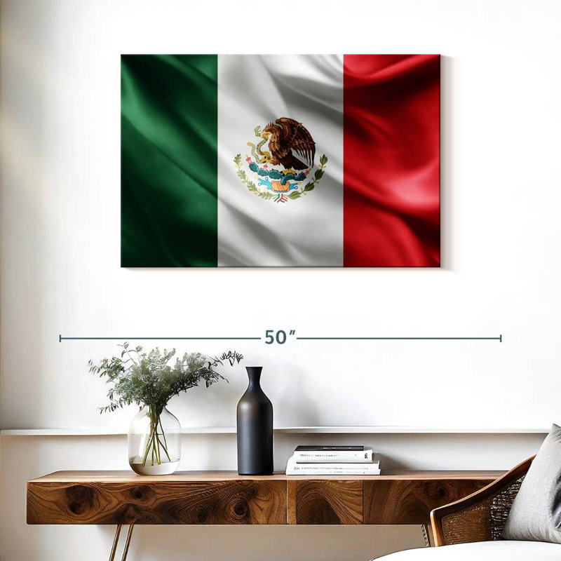 Borges Silk Mexican Flag, 24" H x 36" W