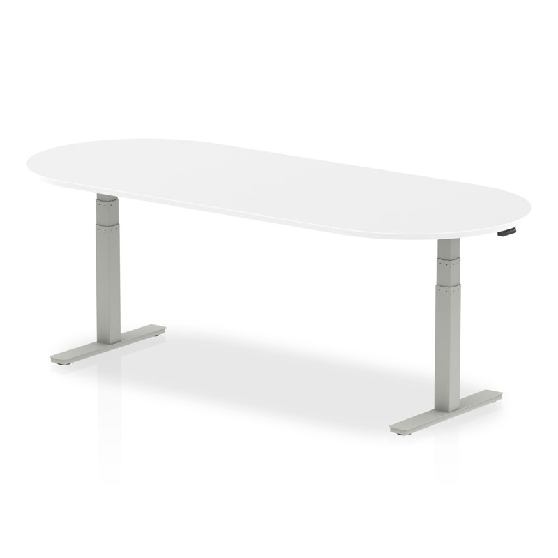 Impulse Oval Conference Table, Silver, 131cm H x 180cm W x 100cm D, White