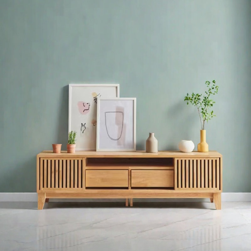 Un meuble télé au design en bois, H 16,14 po x L 59,05 po x l 15,74 po