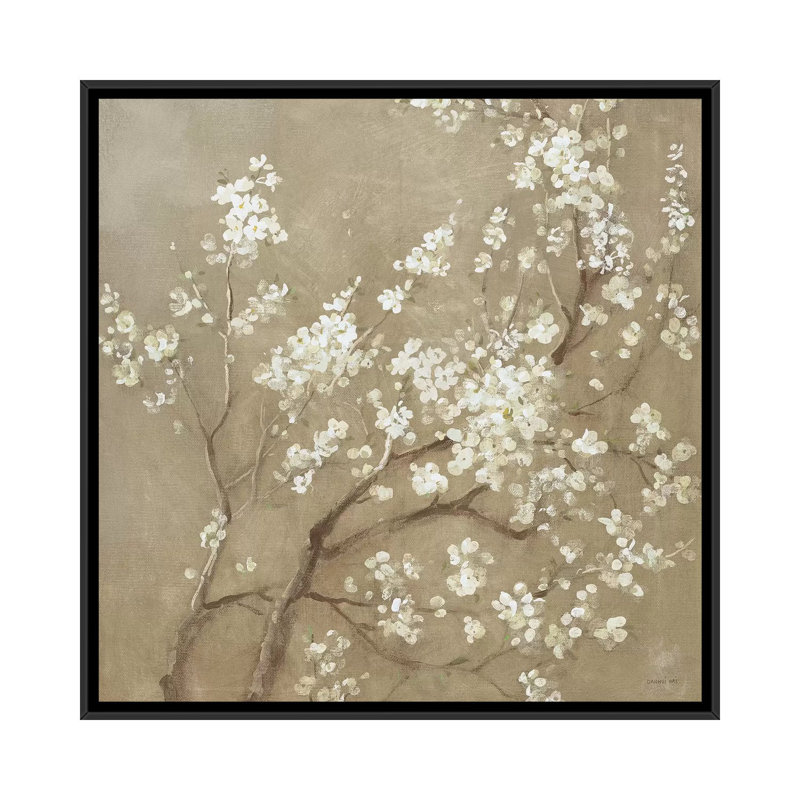 « cerises blanches », reproduction d’art sur toile tendue, H 12 po x l 12 po x P 1,5 po, Toile avec cadre noir