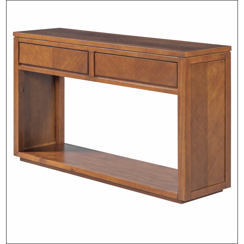 Console de 55 po, table d'entrée en bois rustique avec tiroirs de rangement et tablette ouverte, table de canapé élégante pour le couloir et le salon