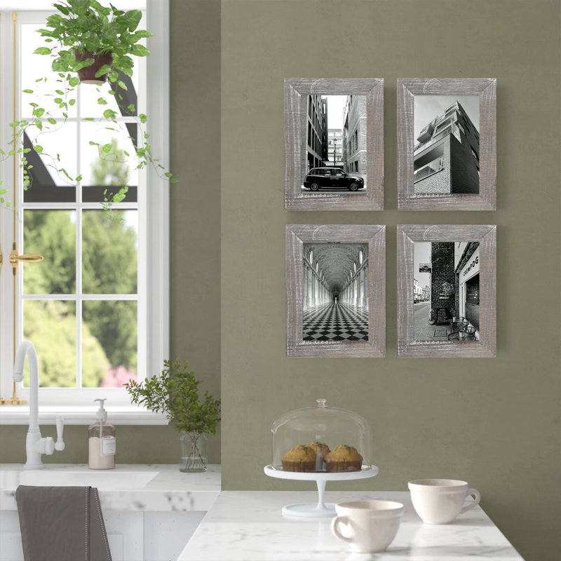 Janaria Gray Solid Wood Picture Frame - Set of 4