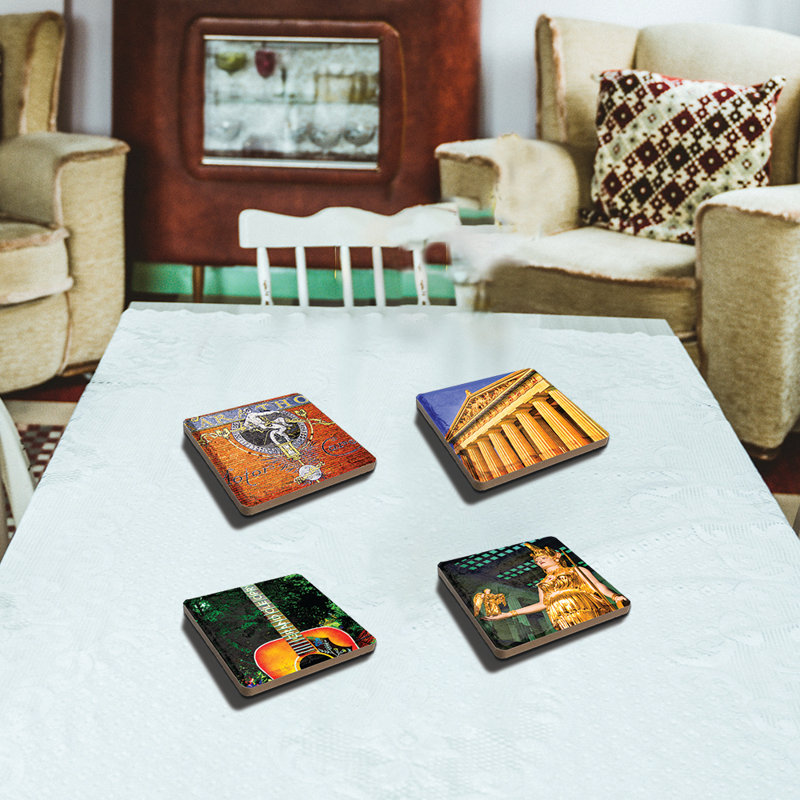 Stoneware Square 4 Piece Coaster Set