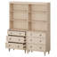 Bibliothèque faite à la main de 63 po de large avec tiroirs, beige-133011780