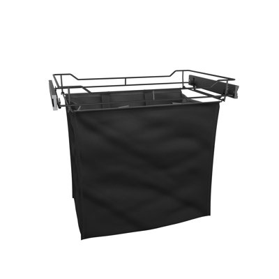 Full Extension Classic Matte Black Slide-out Laundry Hamper for Cabinets with Removable Bag (24" Width)
