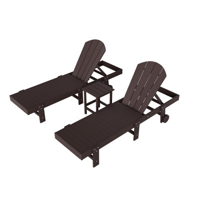 Laguna 77.6" Long Outdoor All-Weather Poly Reclining Chaise Lounge Set