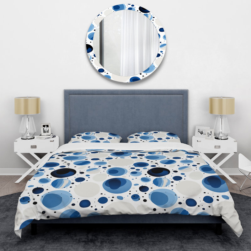 Minimalist Cobalt Blue Circles Geometry II - Ensemble de housse de couette géométrique