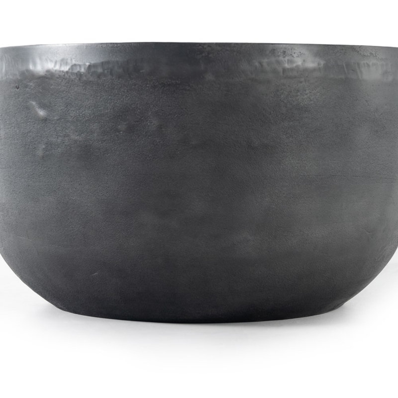 Basil Outdoor Round Side Table, Aged Gray
