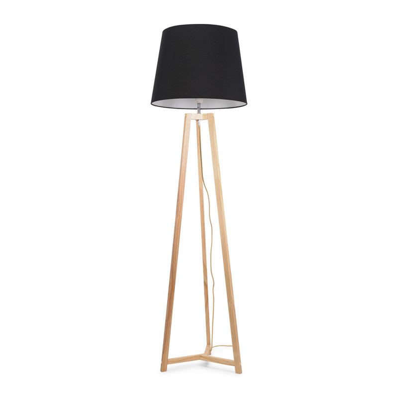 Rhavyn 158cm Natural Traditional Floor Lamp, Black