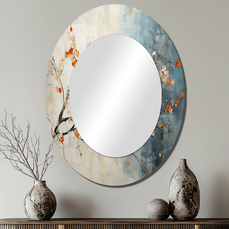 Miroir mural orange traditionnel, 40 po x 30 po