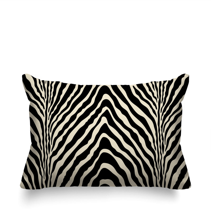 Oreiller rectangulaire réversible intérieur / extérieur Gilda, Rectangle H 18 po x l 25 po, Noir