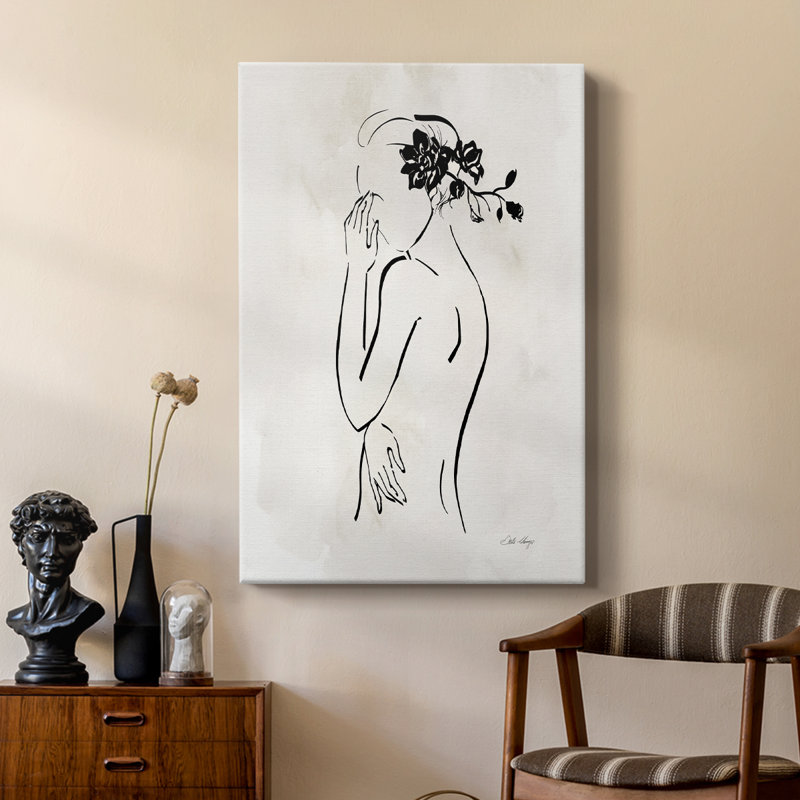 Dessin au trait romantique II - galerie Cavas sur mesure, H 18 po x l 12 po